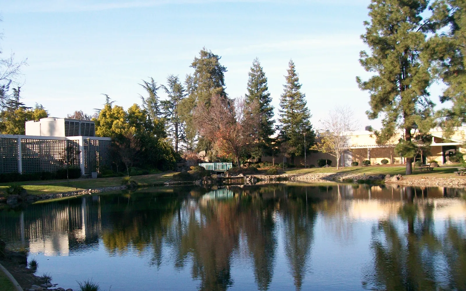 A lake on the CSU Stanislaus campus in Turlock
